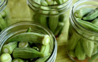 Okra soaked in water photo